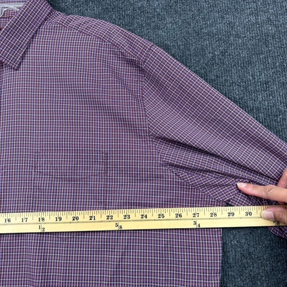 UNTUCKit Men's Shirt 3XL Long Sleeve Button Down Burgundy White Blue Small Check - Picture 8 of 16